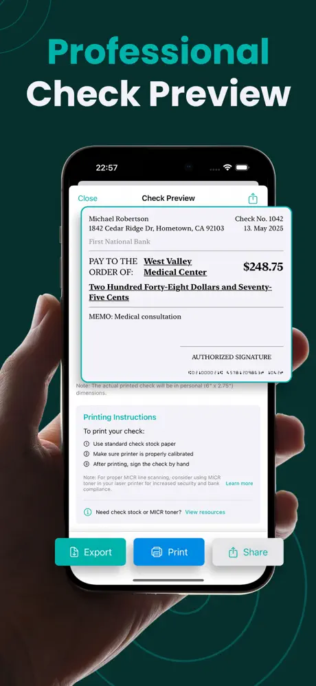 Professional check preview in QuickCheck